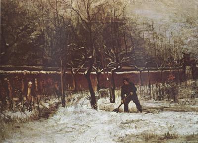 Vincent Van Gogh The Parsonage Garden at Nuenen in the Snow china oil painting image